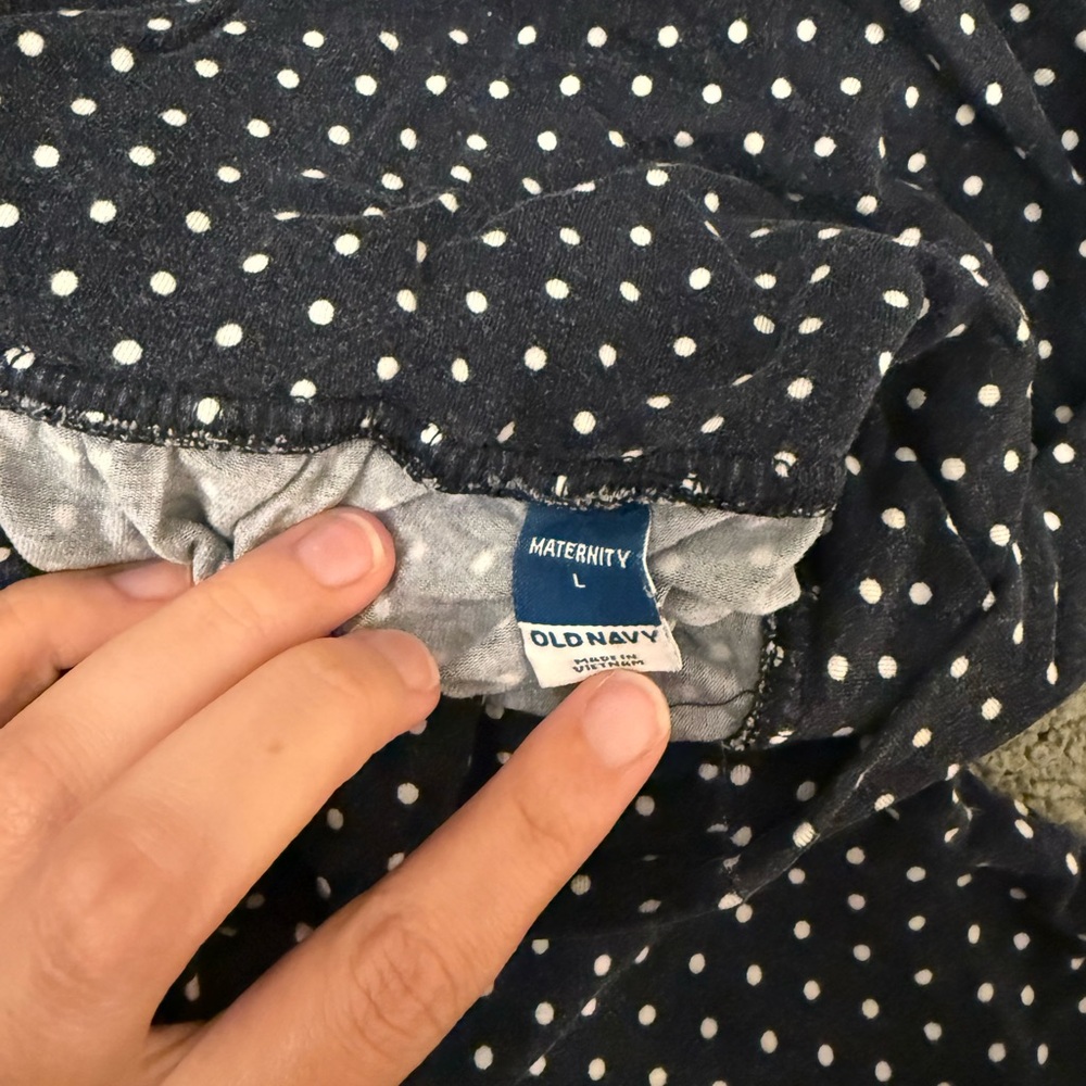 Women's Maternity Navy Polka Dot Pajama Set - Picture 4 of 4